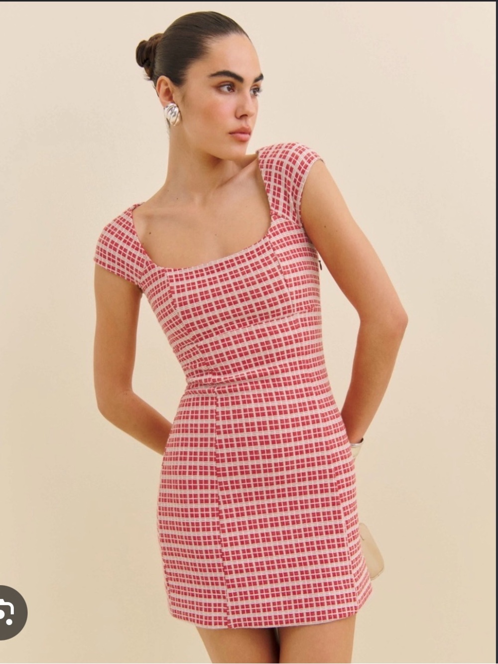 Reformation red and white Knit Mini Dress